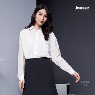Jousse เสื้อแขนยาว เสื้อเชิ้ตผู้หญิง Shirt เสื้อเชิ้ตสีขาว ทรงโอเวอร์ไซส์ (JU27WH)
