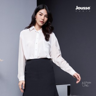 Jousse เสื้อแขนยาว เสื้อเชิ้ตผู้หญิง Shirt เสื้อเชิ้ตสีขาว ทรงโอเวอร์ไซส์ (JU27WH)