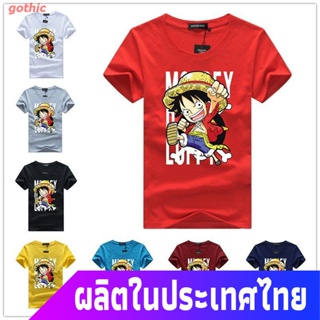 gothic เสื้อยืดลำลอง FigureSummer Japanese Anime One Piece Luffy Mens And Women Short-sleeved T-shirt Round Collar_30