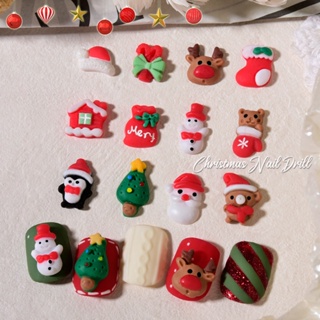 【AG】10Pcs Manicure Decor Exquisite Paste Beautiful Three-dimensional Eco-friendly Resin Christmas Elements Nail