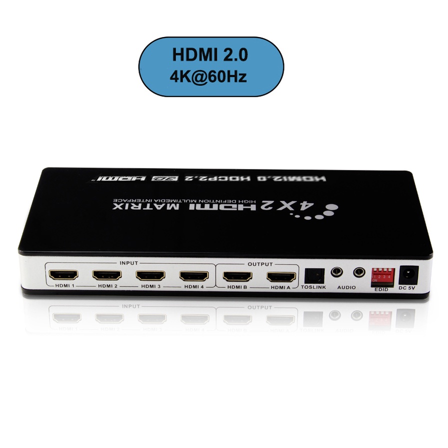 สวิตช์แยกเสียง HDMI 2.0 4x2 4K 60Hz HDMI Matrix 3D 1080P 4 IN 2 OUT ...