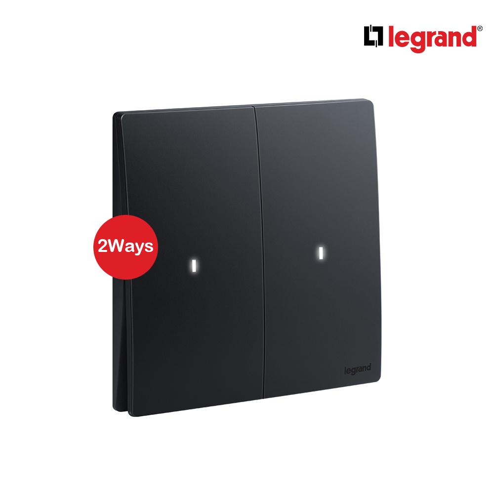 Legrand สวิตช์สองทาง 2 ช่อง สีดำ มีไฟ LED 2G 2Ways 16AX Illuminated ...