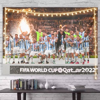 โปสเตอร์ผ้า ลาย Katar World Cup Messi Championship Leo Messi Leo Messi Argentina สําหรับแขวนตกแต่งผนังห้องนอนเด็กผู้ชาย 2022