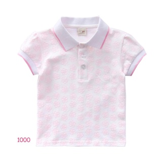 TSG-1000 เสื้อยืดคอโปโลเด็กผู้หญิง สีขาว ลายดอก
