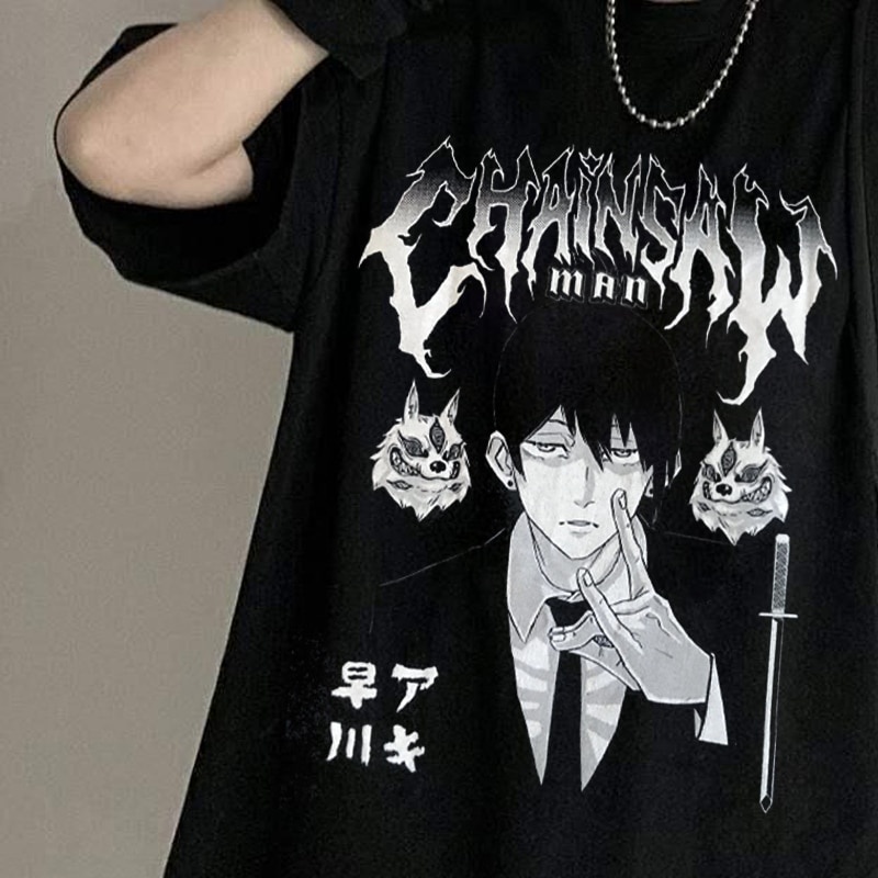 เสือยืดผู้ชาย-harajuku-chainsaw-man-t-shirt-men-short-sleeve-pure-cotton-t-shirt-leisure-anime-manga-aki-hayakawa-29