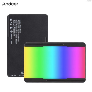 Andoer NW-4 ไฟ LED RGB หรี่แสงได้ 3200K-5600K แบบพกพา พร้อมคลิปหนีบโทรศัพท์ สําหรับบันทึก Vlog