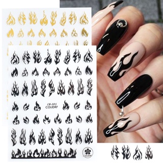【AG】Nail Sticker Non-Fading 3D Effects Thin Holographic Flame Summer Decals for Manicure