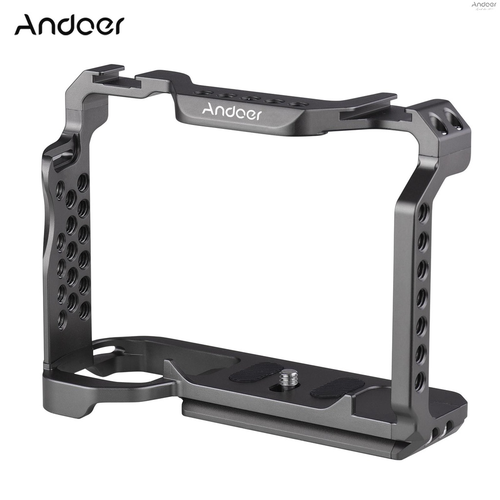Andoer Aluminum Alloy Camera Cage with Dual Cold Shoe Universal 1/4 3 ...