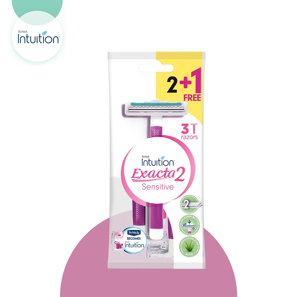 Schick มีดโกน Exacta 2 Sensitive แพ๊ค 2 ฟรี 1 (IE2W3) | Shopee Thailand