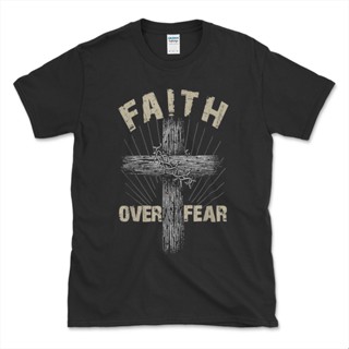 Jesus Christ Cross Faith Over Fear Quote Saying TShirt