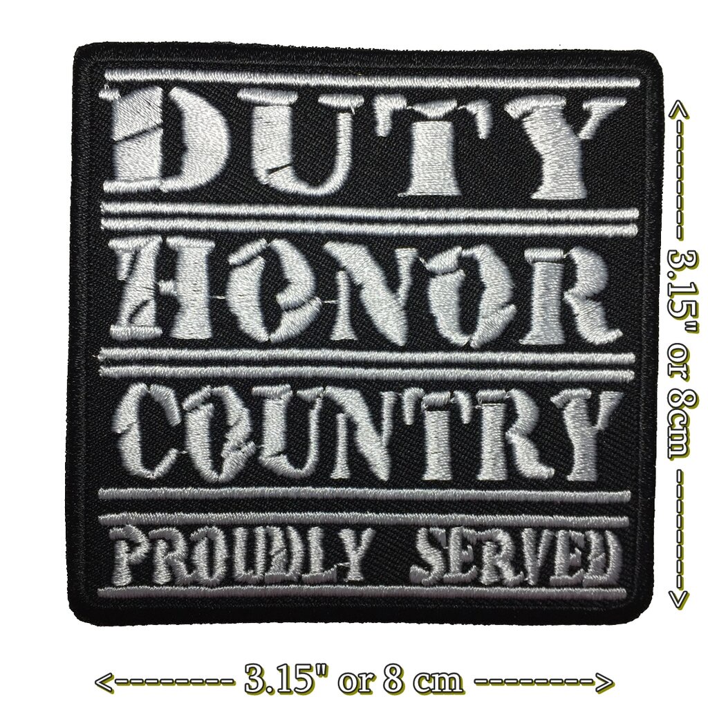 duty-honor-country-ตัวรีดติดเสื้อ-อาร์มรีด-อาร์มปัก-ตกแต่งเสื้อผ้า-หมวก-กระเป๋า-แจ๊คเก็ตยีนส์-quote-embroidered-iron