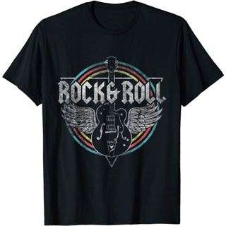 Adult Rock &amp; Roll Guitar Wings Music T-Shirt
