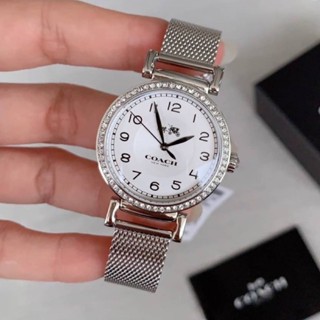 (ผ่อน0%) นาฬิกา สแตนเลส สีเงิน หน้าปัดล้อมคริสตัล COACH 14502651 MADISON SILVER STAINLESS STEEL MESH STRAP WOMENS WATCH