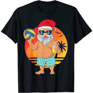 🎅 Volleyball Christmas Santa Claus Hawaiian Summer Cocktail T-Shirt