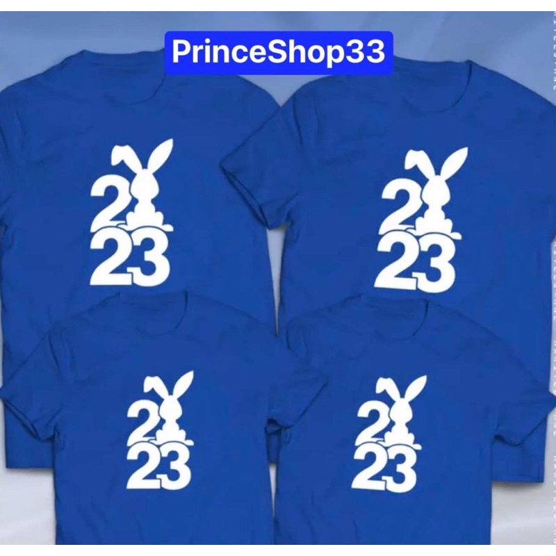 เสื้อยืดprinceshop33-2023-prt-1-new-year-family-cotton-shirt-unisex-for-men-and-women-holiday-series