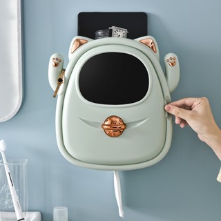 Paper Reel Box Storage Napkin Holder Toilet Hole Free Waterproof Tissue Boxes Wall Mounted Sanitary Carton Kitchen Organ