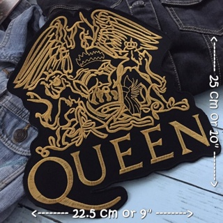 Queen วงร็อค ตัวรีดติดเสื้อ อาร์มรีด อาร์มปัก ตกแต่งเสื้อผ้า หมวก กระเป๋า แจ๊คเก็ตยีนส์ Embroidered Iron on Patch ไซส...