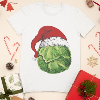 ถูกที่สุด Christmas T-Shirt Cabbage Cap Print Fashion White Short Sleeve Trend Comfortable Round Neck Casual All-match W