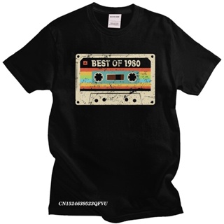 ถูกที่สุด1980 Cassette T-Shirts Camisas Mend Cotton Tshirt Casual Shirt Vintage 40th Birthday Camisa Streetwear Tees
