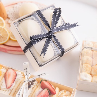 Bakery DVER ❤️ กล่องไม้สี่เหลี่ยม กล่องขนมเปี๊ยะไม้ กล่องไม้ใส่อาหารญี่ปุ่น กล่องไม้ 4 ช่องฝาใส