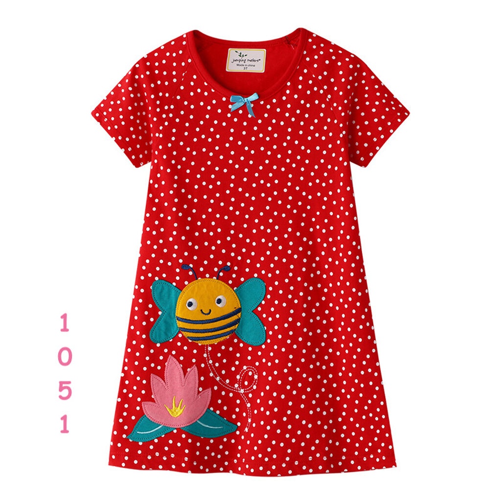 dress-1051-ชุดกระโปรงเด็กผู้หญิงสีแดงลายผึ้ง