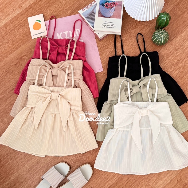 doodee2-เสื้อสายเดี่ยว-แต่งโบว์หน้า-จั้มเอว