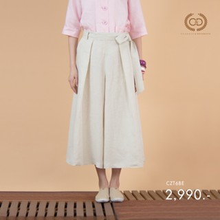 C&amp;D กางเกงขาวยาว กาง﻿เ﻿กงผู้หญิง LINEN PANTS กางเกงขายาวสีครีม ( CZT6BE)