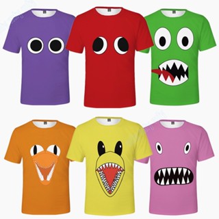 เสื้อยืดแขนสั้น พิมพ์ลาย Game Rainbow Friends สีฟ้า สีเขียว สีเหลือง สําหรับเด็ก