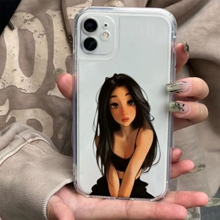 เคสโทรศัพท์มือถือ แบบใส ลายการ์ตูนผู้หญิงน่ารัก สําหรับ iphone 14 pro Max 11 13 12 7Plus X XS Max