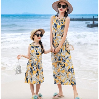 Dress-MD-005 ชุดกระโปรงชายหาด 1 ชุด (เฉพาะชุดเด็ก) Size-130 (6-7Y)