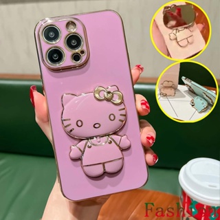 ❤️จัดส่งทันที❤️Kitty purple grey mirror Swivel bracket เคสไอโฟน11 เคสซิลิโคน ไอโฟน 14 Pro case for iPhone13 เคสi12promax เคสไอโฟน8พสัส 7พสัส xr xsmax 6s plus เคสi11 11Pro เคสiPhone12 caseiPhonese2020 เคสไอโฟน14promax เคสไอโฟน13promax