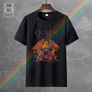 เสื้อยืดผ้าฝ้ายพรีเมี่ยม เสื้อยืดผ้าฝ้าย พิมพ์ลายโลโก้ Queen Crest Freddie Mercury Brian May สําหรับผู้ชาย BEpcek74EDdkd