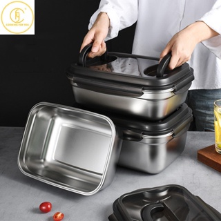 3.8/5.5/7.5 Large Capacity 304Stainless Steel Student Portable Lunch Boxes with Lid Family Refrigerator Crisper Food Sto
