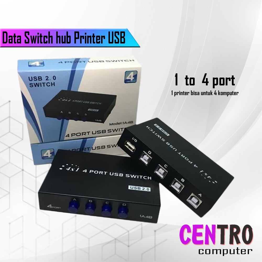 Data Switch hub Printer USB 1-4 port - Spliter switch hub เครื่องพิมพ์ ...