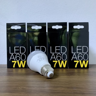 ( แพ็ก 4 ชิ้น ) FL-Lighting หลอดไฟ LED Bulb A60 7W ขั้วE27 แสงวอร์มไวท์ 3100K ( แสงเหลือง )