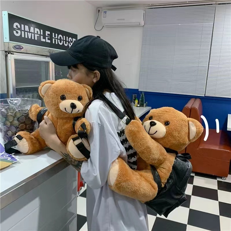 ใหม่-กระเป๋าเป้ตุ๊กตาหมีสุดน่ารักและน่ารัก-กระเป๋าเป้พ่อหมี-กระเป๋าผู้หญิงสไตล์เกาหลี-hur466