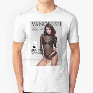 [S-5XL]Vanquish Magazine-Busty Brunettes-Justyna T Shirt 100% Cotton Brunette Magazine Cover Model Gorgeous Busty S_46