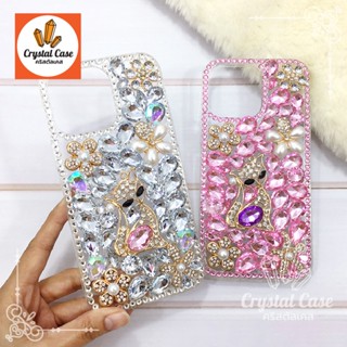 เคสมือหรูหรา 7+11 11promax 12 12pro 12promax 13  13promax 14pro 14promax 14 i7 6+ iX 13pro ขอบนิ่มใสประดับเพชรอะไหล่แมว