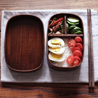 One-layer Wooden Lunch Box Japanese Bento Box Portable Picnic Food Container for School Kids Round Square Storage Box Di