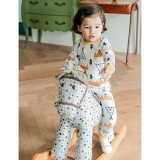 L-PJB-562 ชุดนอนเด็กแนว slim สีเทา ลายจิ้งจอก Size-90 (1-2Y)