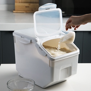 Plastic 10/15Kg Rice Tank Kitchen Grain Storage Box Sealed Moisture-proof Large Pet Food Storage Container Mildew Anti-O