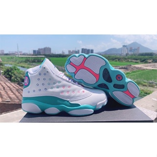 พร้อมส่ง รองเท้าบาสเก็ตบอล Air Jordan 13 Aurora green AJ 13 High QWRU FE4N