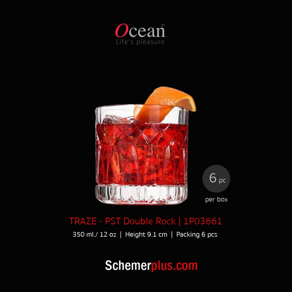 แก้ววิสกี้ TRAZE - Double Rock 350 ml. | Packing 6 pcs. | Shopee Thailand