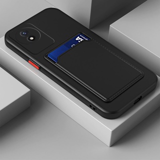 เคสโทรศัพท์มือถือ ซิลิโคนนิ่ม TPU พร้อมช่องใส่บัตร หรูหรา สําหรับ Vivo Y02 VivoY02 4G 2022