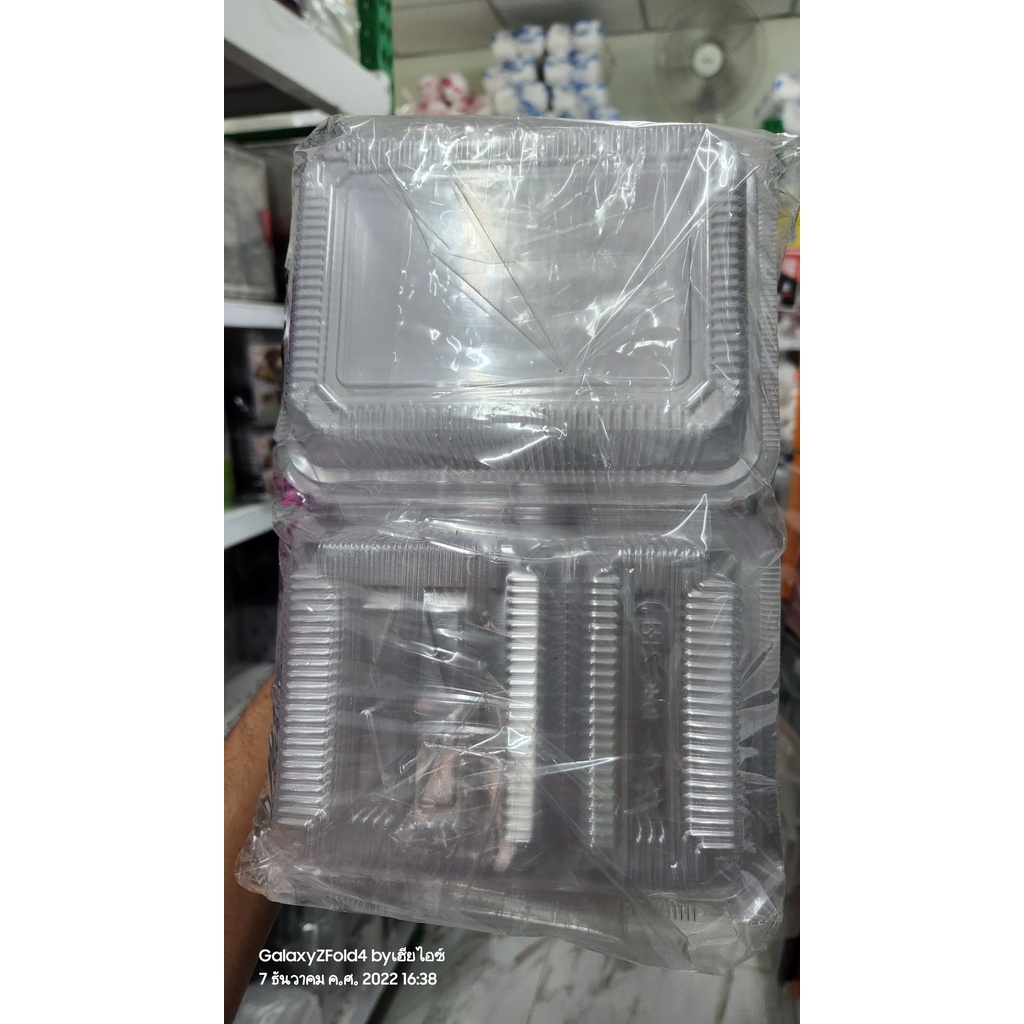 กล่องใส-กล่องข้าว2ช่องtc-104c-กล่องใส่อาหารไม่ขึ้นฝา-100ใบ-ops
