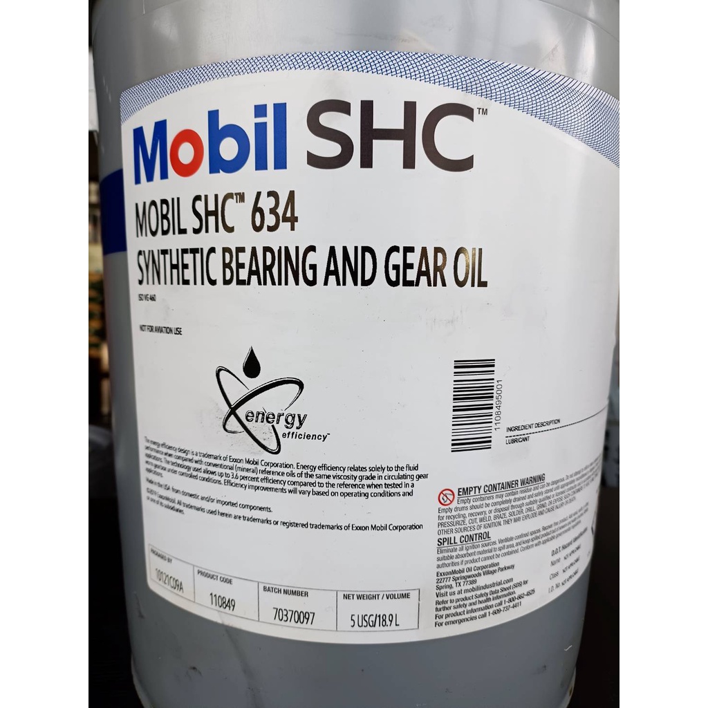 mobil-shc-634-iso-vg460-18-9ltrs-5-us-g-synthetic-bearing-and-gear-oil-เกรดน้ำมันเกียร์อุตสาหกรรมสังเคราะห์แท้