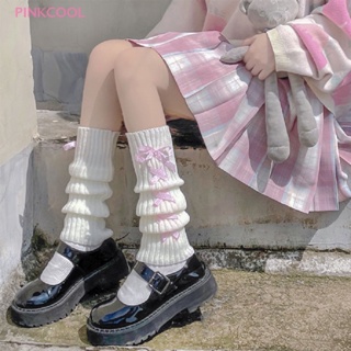 Pinkcool ถุงเท้า ผ้าถัก ให้ความอบอุ่น สไตล์โลลิต้า สําหรับเด็กผู้หญิง