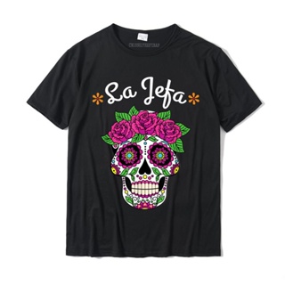 🌟พร้อมส่ง🌟เสื้อยืดสีพื้น Yo Soy La Jefa Dia De Los Muertos ölü kadın T-Shirt için boy öğrenci üst T-Shirt pamuklu üst gi