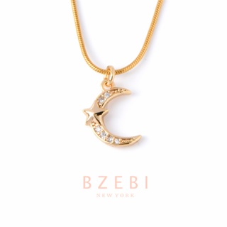 BZEBI สร้อยคอ แฟชั่น ผู้หญิง อโซ่ จี้รูปดวงจันทร์เสี้ยว สไตล์เกาหลี ทอง necklace ไม่ลอกไม่ดํา สีทอง เครื่องประดับ สําหรับผู้หญิง 497n