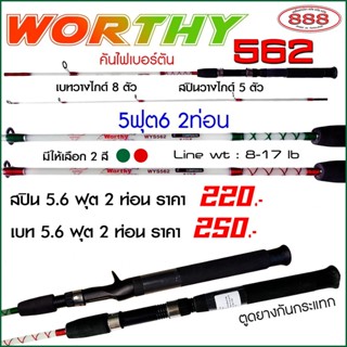 คันเบ็ดตกปลา Ashino Worthy 5.6 ฟุต 2 ท่อน เบท/สปิน คันตันไฟเบอร์ เวท 8-17 คันเบ็ด อุปกรณ์ตกปลา